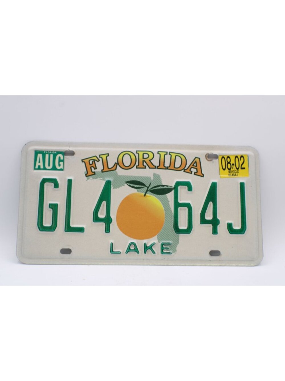 Vintage Florida Lake County License Plate Orange Graphic Decorative Collectible